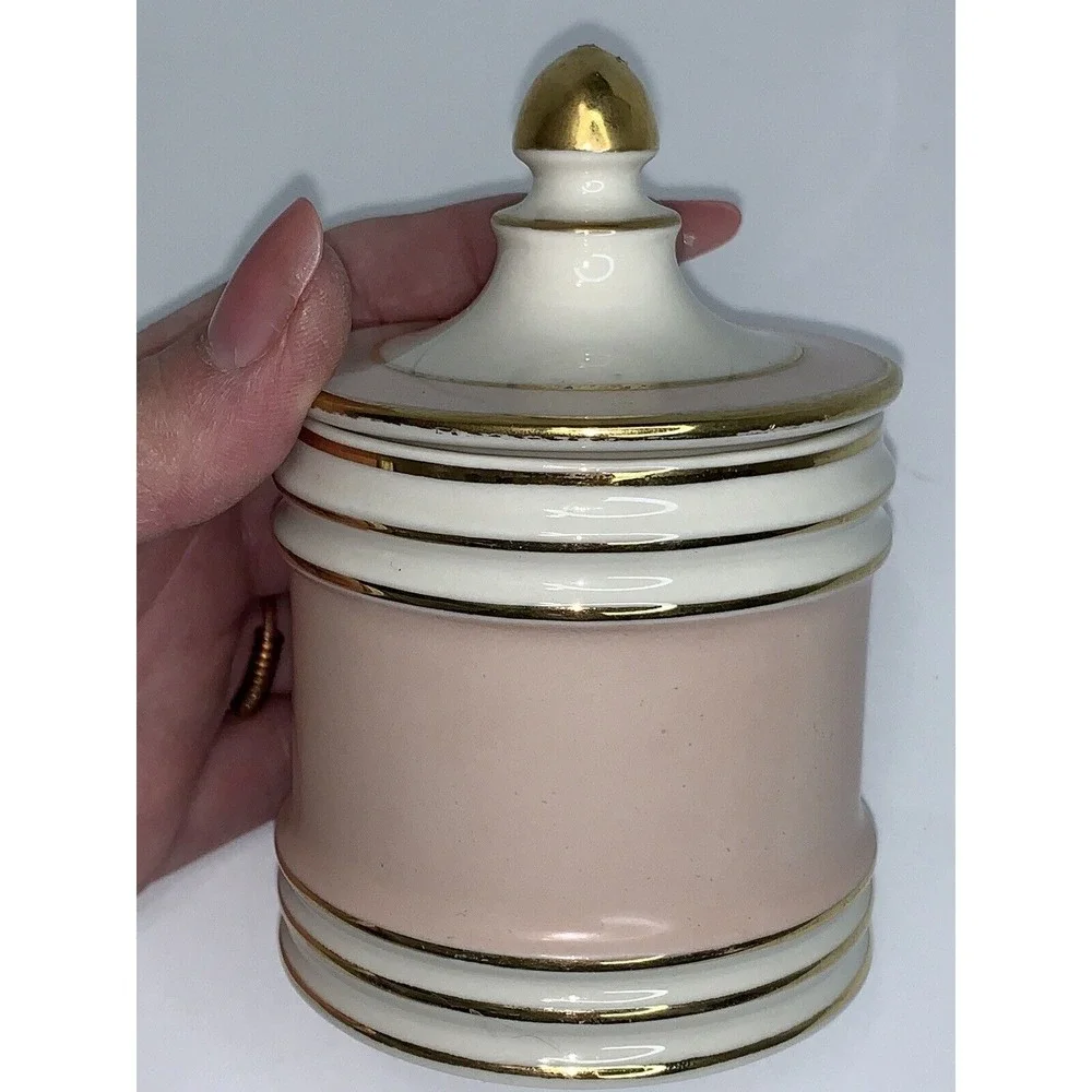 Vtg Fransiscan Canister Pottery Kaolena Vanity / Tea Pink Covered Jar 4.5